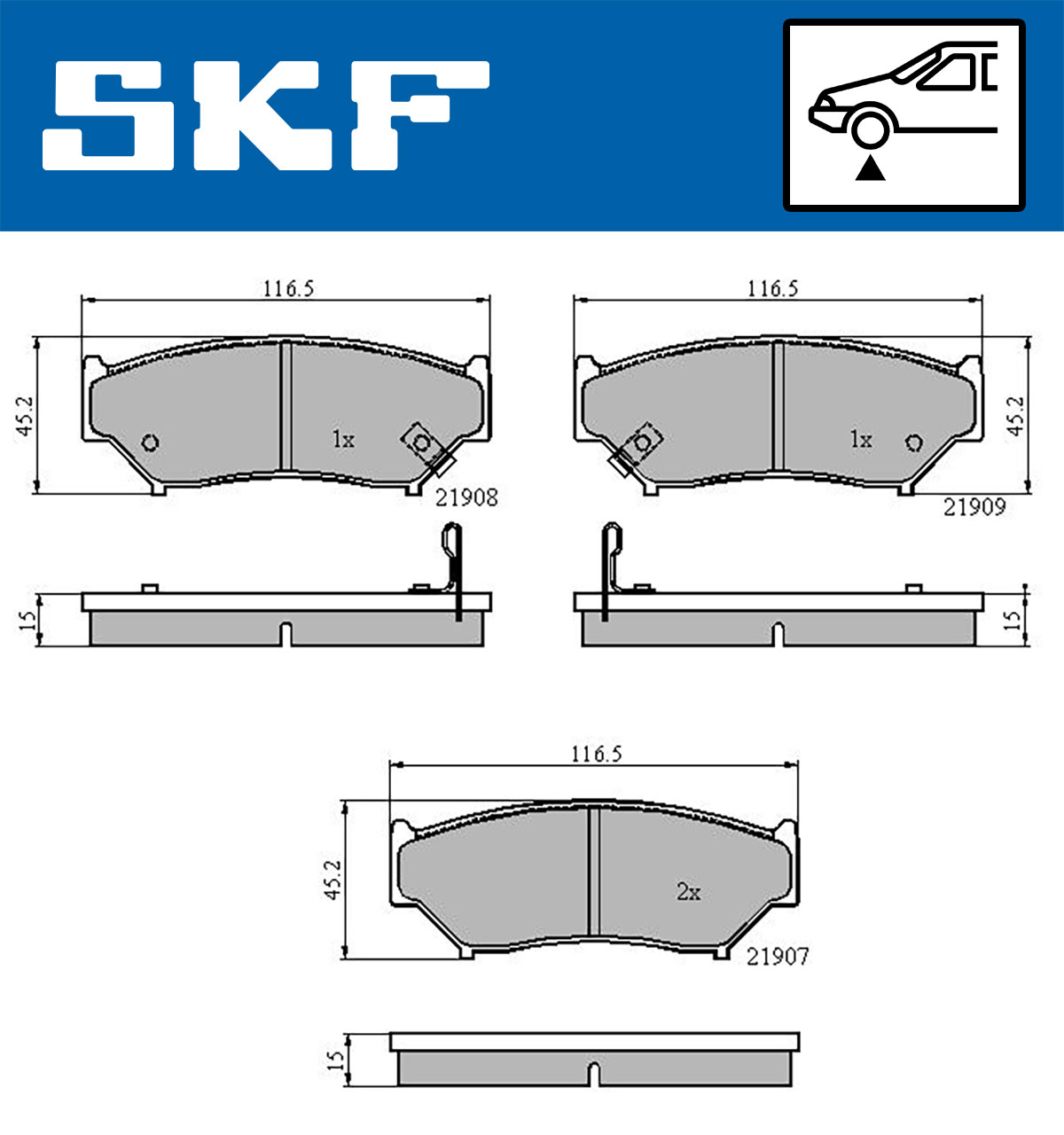Set placute frana,frana disc VKBP 80572 A SKF